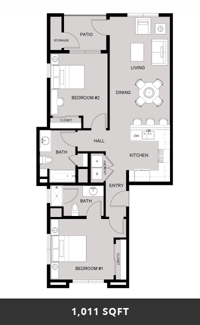 Building A - Floorplan 1 - 1,011 sqft